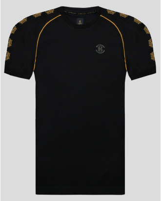 ЧЕРНА ТЕНИСКА С ОБЛО ДЕКОЛТЕ И КОНТРАСТЕН ЛОГО ПРИНТ H8S