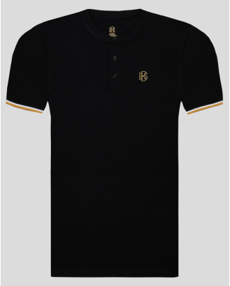 ЧЕРНА ТЕНИСКА С КОНТРАСТНА ДЕСЕНАЦИЯ И ЛОГО ПРИНТ H8S