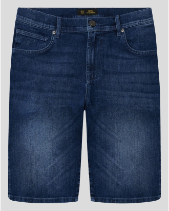 ДЕНИМ СИНИ ДЪНКОВИ БЕРМУДИ С КОНТРАСТНА ЛОГО ЕМБЛЕМА H8S 