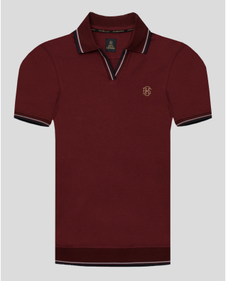  ТЕНИСКА H8S С ПОЛО ЯКА И КОНТРАСТНА ДЕСЕНАЦИЯ В БОРДО