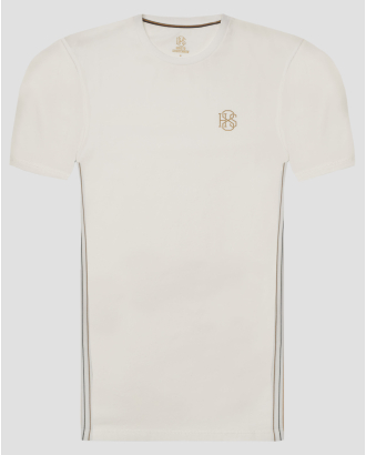 ТЕНИСКА С ОБЛО ДЕКОЛТЕ И КОНТРАСТЕН ЛОГО ПРИНТ H8S В ЕКРЮ