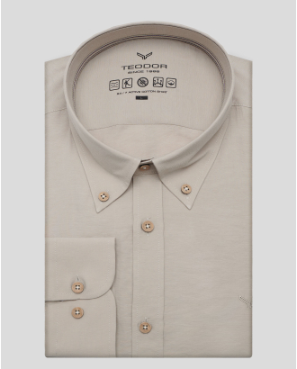 БЕЖОВА РИЗА ОТ МОДАЛ И ПАМУК С НАВИВАЩИ СЕ РЪКАВИ