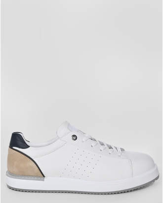 БЕЛИ СПОРТНИ ОБУВКИ ОТ ШАГРЕНИРАНА КОЖА С ГАРНИТУРА ОТ ВЕЛУР