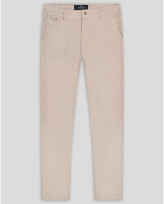 ТЪМНОБЕЖОВ ЧИНО ПАНТАЛОН С ЕДИНИЧНИ ФИЛЕТКИ СИЛНО ВТАЛЕН СИЛУЕТ 