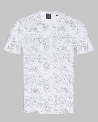 БЯЛА ТЕНИСКА С КОНТРАСТЕН АРТ ПРИНТ ОТ ДВОЙНО МЕРСЕРИЗИРАН ПАМУК