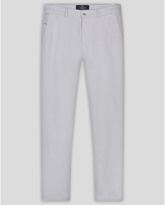 СИВ ЧИНО ПАНТАЛОН МЕЛАНЖ  В СИТНА ПАНАМЕНА СТРУКТУРА С ЛОГО