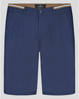 ДЕНИМ СИНИ БЕРМУДИ МЕЛАНЖ С КОНТРАСТЕН ШИРИТ И ЛОГО