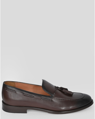 КАФЯВИ МОКАСИНИ ОТ ГЛАДКА КОЖА С ПИСКЮЛ