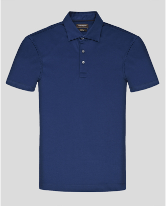 ЛУКСОЗНА ТЕНИСКА ОТ ДВОЙНО МЕРСЕРИЗИРАН ПАМУК В ЦВЯТ СИН ПАРЛАМЕНТ 