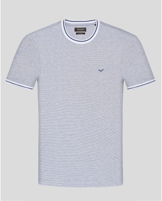 ТЕНИСКА ОТ ДВОЙНО МЕРСЕРИЗИРАН ЕГИПЕТСКИ ПАМУК  В СИН И БЯЛ МЕЛАНЖ