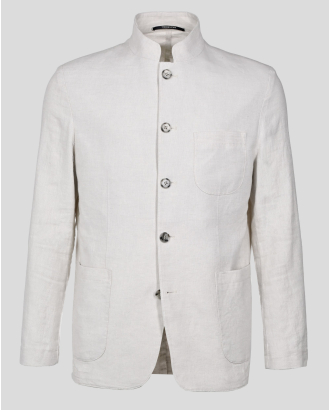  САКО БЕЗ ХАСТАР С ВИСОКА ЯКА И ВЪНШНИ ДЖОБОВЕ В ЦВЯТ СЛОНОВА КОСТ    