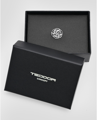 СИВА МЕТАЛНА БРОШКА ЗА РЕВЕР ВЪВ ФОРМА НА РОЗА