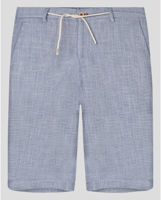 БЕРМУДИ ОТ ПАМУК И ЛЕН В СИН И БЯЛ  МЕЛАНЖ 