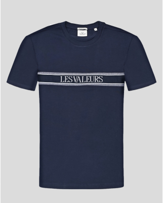 ТЪМНОСИНЯ ТЕНИСКА ОТ PREMIUM ПАМУК С КОНТРАСТЕН ПРИНТ  