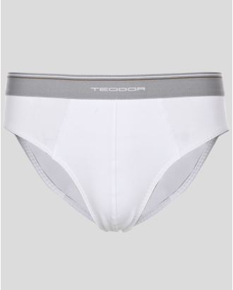 БЯЛ СЛИП С КОНТРАСТЕН ВЪНШЕН ЛАСТИК И ЛОГО 