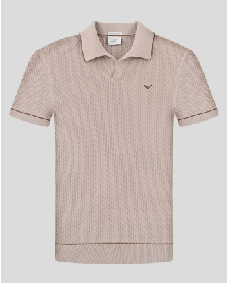 БЕЖОВА ПОЛО ТЕНИСКА ТИП ПЛЕТИВО С КОНТРАСТНА ДЕСЕНАЦИЯ