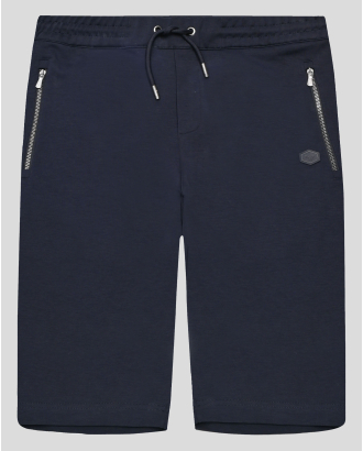 ТЪМНОСИНИ БЕРМУДИ ОТ ВИСОКОКАЧЕСТВЕН ПАМУК SUPIMA С МЕТАЛНИ ЦИПОВЕ