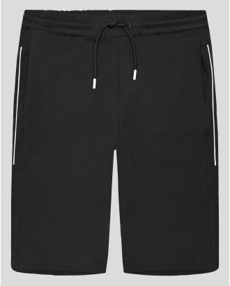 ЧЕРНИ БЕРМУДИ ОТ ВИСОКОКАЧЕСТВЕН ПАМУК SUPIMA С ВРЪЗКИ И ЛОГО