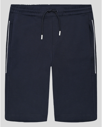 ТЪМНОСИНИ БЕРМУДИ ОТ ВИСОКОКАЧЕСТВЕН ПАМУК SUPIMA С ЛОГО ПРИНТ