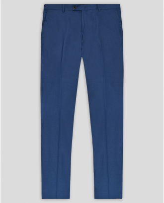 СИН МЕЛАНЖИРАН КЛАСИЧЕСКИ ПАНТАЛОН С ДВОЙНИ ФИЛЕТКИ /ЧАСТ ОТ КОСТЮМ/