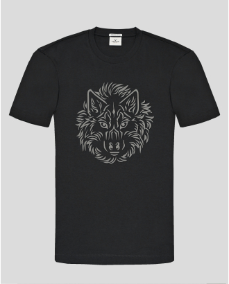 ЧЕРНА ТЕНИСКА ОТ PREMIUM ПАМУК С ЕФЕКТЕН РЕЛЕФЕН ПРИНТ НА ВЪЛК