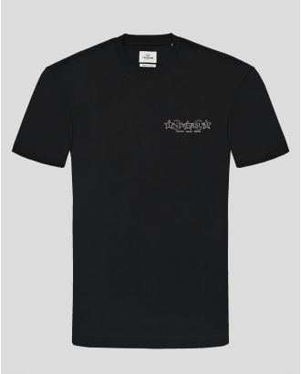 ЧЕРНА ТЕНИСКА ОТ PREMIUM ПАМУК С ЕФЕКТЕН ПРИНТ НА ПРЕДНА ЧАСТ И ГРЪБ