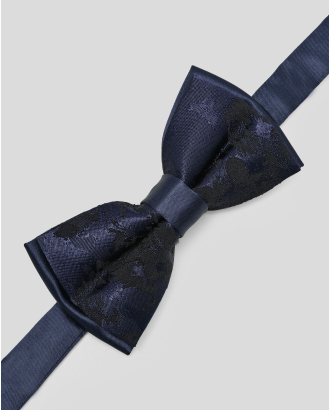 ТЪМНОСИНЯ ДВОЙНА ПАПИЙОНКА С ТОНАЛНИ ФЛОРАЛНИ МОТИВИ