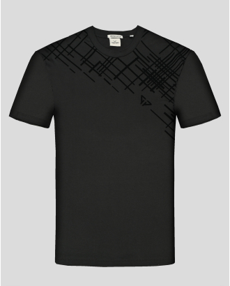 ЧЕРНА ТЕНИСКА ОТ PREMIUM ПАМУК В ПРИНТ С ВЕЛУРЕН ЕФЕКТ