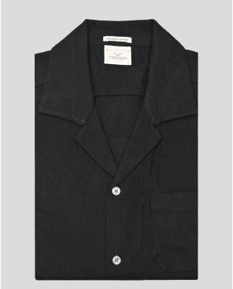 ЧЕРНА РИЗА С КЪС РЪКАВ ОТ СТРУКТУРНО  PREMIUM ТРИКО