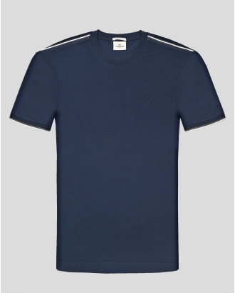 ТЪМНОСИНЯ ТЕНИСКА С ОБЛО  ДЕКОЛТЕ ОТ ВИСОКОКАЧЕСТВЕН ПАМУК SUPIMA