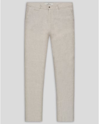ЛЕНЕН ЧИНО ПАНТАЛОН С ДВОЙНИ ФИЛЕТКИ И ЛОГО В БЕЖОВ МЕЛАНЖ