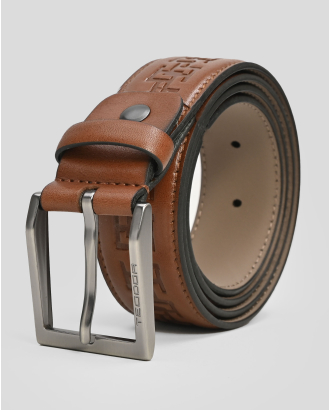 КОЛАН ОТ ЕСТЕСТВЕНА КОЖА С РЕЛЕФНИ ДЕТАЙЛИ  В ЦВЯТ ТАБА 