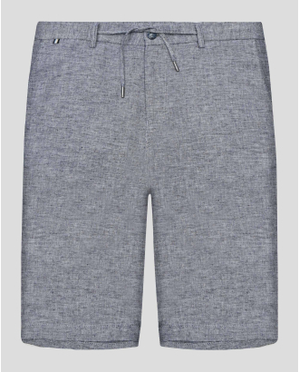 СИВИ МЕЛАНЖИРАНИ БЕРМУДИ С ЛАСТИК НА КОЛАНА И ЕДИНИЧНИ ФИЛЕТКИ