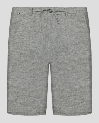  БЕРМУДИ ОТ ПАМУК И ЛЕН В СИВО-ЗЕЛЕН МЕЛАНЖ 