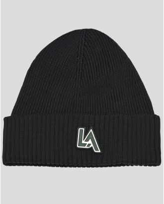  ЧЕРНА ПЛЕТЕНА ШАПКА С ТРИЦВЕТНО ГУМИРАНО ЛОГО