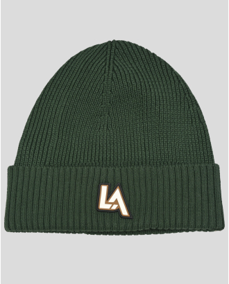 ЗЕЛЕНА ПЛЕТЕНА ШАПКА С ТРИЦВЕТНО ГУМИРАНО ЛОГО