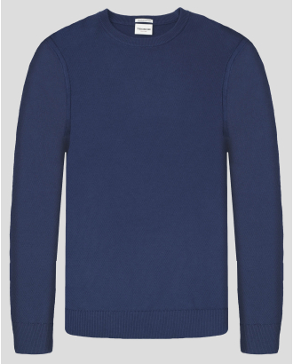 СИН ПУЛОВЕР В СИТНА СТРУКТУРА ОТ 100% PREMIUM ПАМУК 