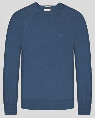 ПУЛОВЕР ОТ 100% PREMIUM  ПАМУК В ЦВЯТ СРЕДНО СИН МЕЛАНЖ