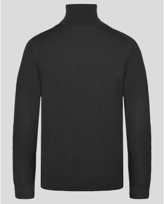 ЧЕРЕН ПУЛОВЕР С ПОЛО ЯКА ОТ 100% ЕКСТРА ФИНА ВЪЛНА МЕРИНО 