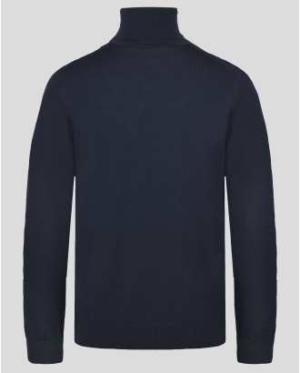 ТЪМНОСИН ПУЛОВЕР ОТ 100% ЕКТРА ФИНА ВЪЛНА МЕРИНО С ПОЛО ЯКА