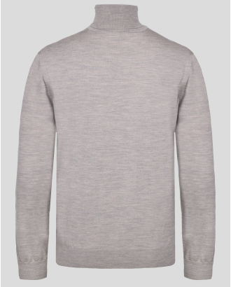 ПУЛОВЕР С ВИСОКА ПОЛО ЯКА ОТ МЕРИНО ВЪЛНА В ТРИЦВЕТЕН МЕЛАНЖ