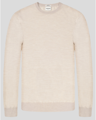 СВЕТЛО БЕЖОВ ПУЛОВЕР С ОБЛО ДЕКОЛТЕ ОТ 100% ЕСТРА ФИНА МЕРИНО ВЪЛНА 