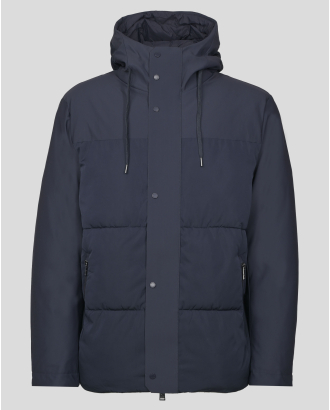  ТЪМНОСИНЬО КАПИТОНИРАНО ЯКЕ С КАЧУЛКА С ЕЛАСТАН