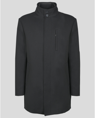 ЧЕРНО КАПИТОНИРАНО ПАЛТО С ПОДВИЖЕН ЕЛЕК ОТ ПАМУК И ВЪЛНА