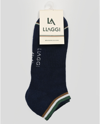 ТЪМНОСИНИ КЪСИ ЧОРАПИ С КОНТРАСТНА ДЕСЕНАЦИЯ