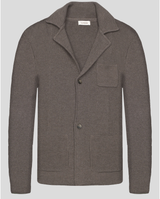 КАФЯВА ЖИЛЕТКА ТИП САКО В СТРУКТУРНА ПЛЕТКА ВТАЛЕН СИЛУЕТ