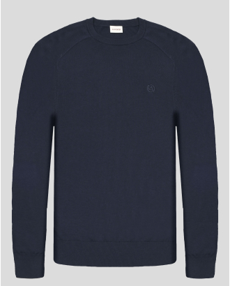 ТЪМНОСИН ПУЛОВЕР С ОБЛО ДЕКОЛТЕ И БРОДЕРИЯ ЛОГО