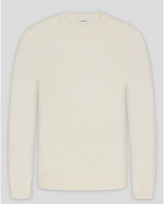 ПУЛОВЕР ОТ ТЕНСЕЛ И ПАМУК С БРОДЕРИЯ ЛОГО И РЕГЛАН РЪКАВ В ЦВЯТ ЕКРЮ