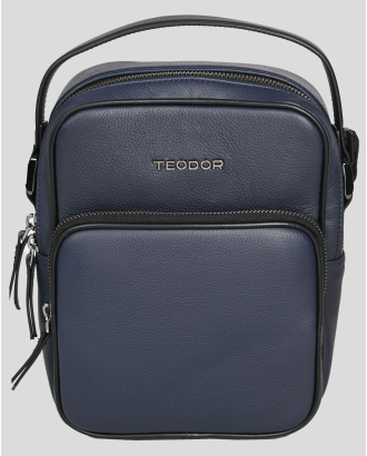 ТЪМНОСИНЯ ЧАНТА ЗА ПРЕЗ РАМО ОТ 100% ЕСТЕСТВЕНА КОЖА