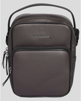 ТЪМНОКАФЯВА ЧАНТА ЗА ПРЕЗ РАМО ОТ ЕСТЕСТВЕНА КОЖА ШАГРЕН